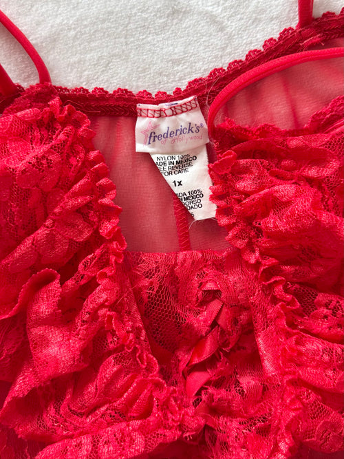 Frederick’s of Hollywood Red Lace Slip Size L