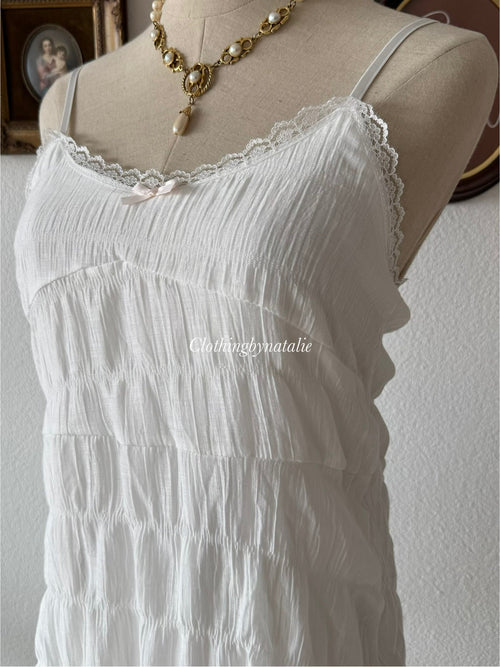 Fairy White Layered Midi Dress Size S
