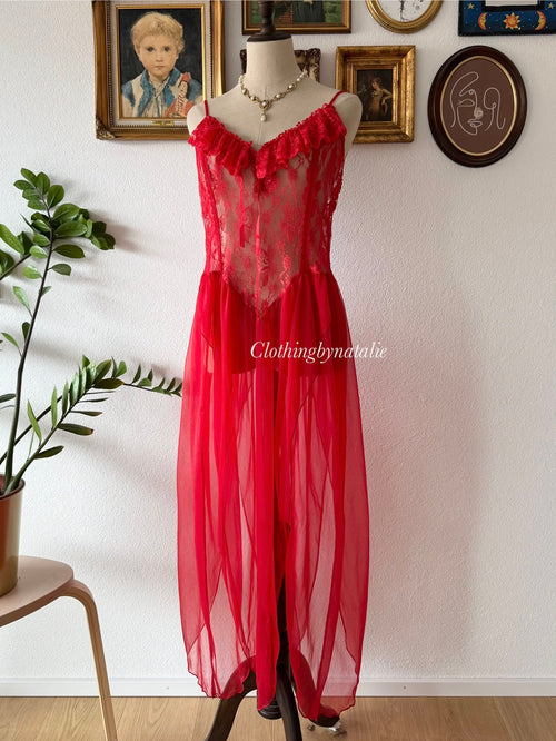 Frederick’s of Hollywood Red Lace Slip Size L