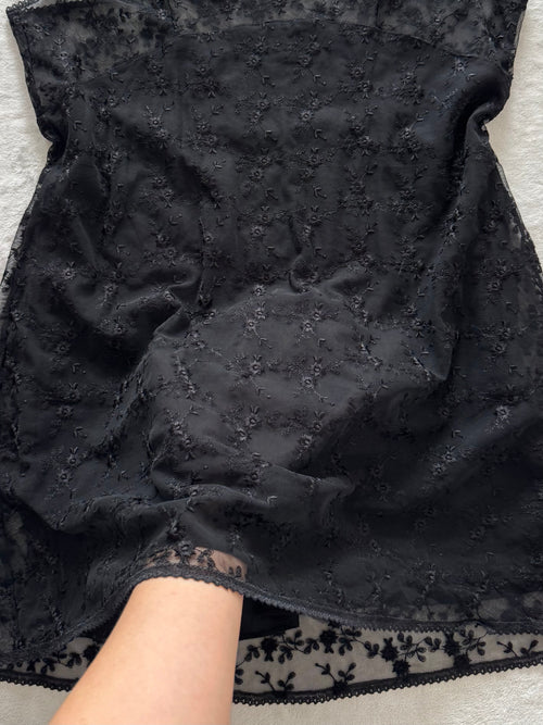 Fairy Embroidery Black Slip Size M