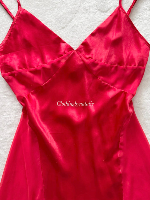 Victoria’s Secret Red Satin Chiffon Slip Size S/M