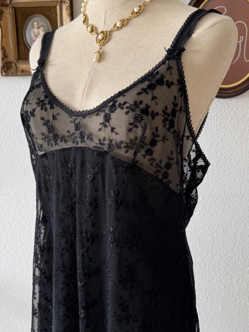 Fairy Embroidery Black Slip Size M