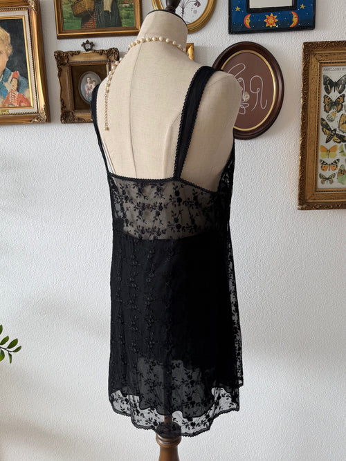 Fairy Embroidery Black Slip Size M