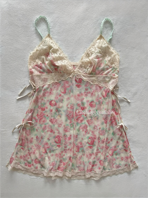 Romantic Floral Mesh Slip Size S