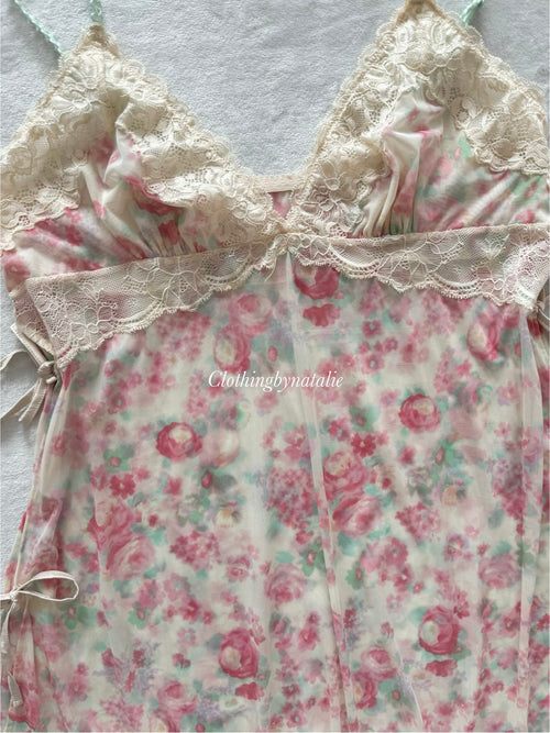 Romantic Floral Mesh Slip Size S
