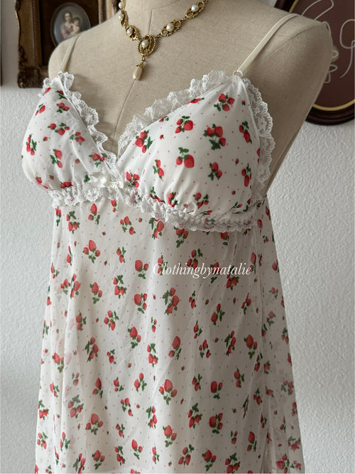 Japanese Strawberry Chiffon Mini Dress Size S