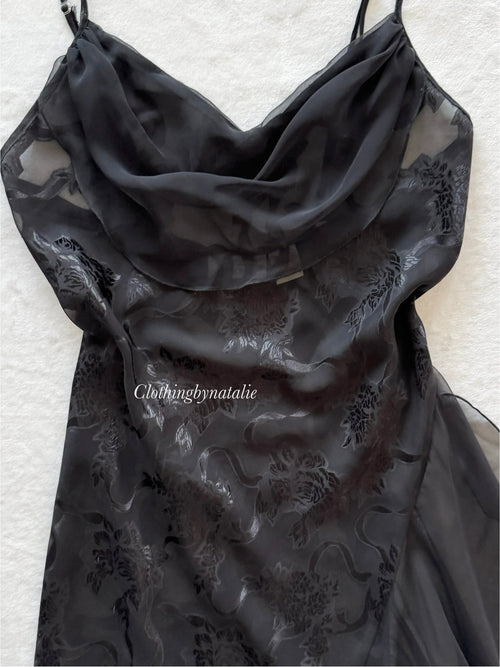 Victoria’s Secret Black Brocade Chiffon Slip Size S