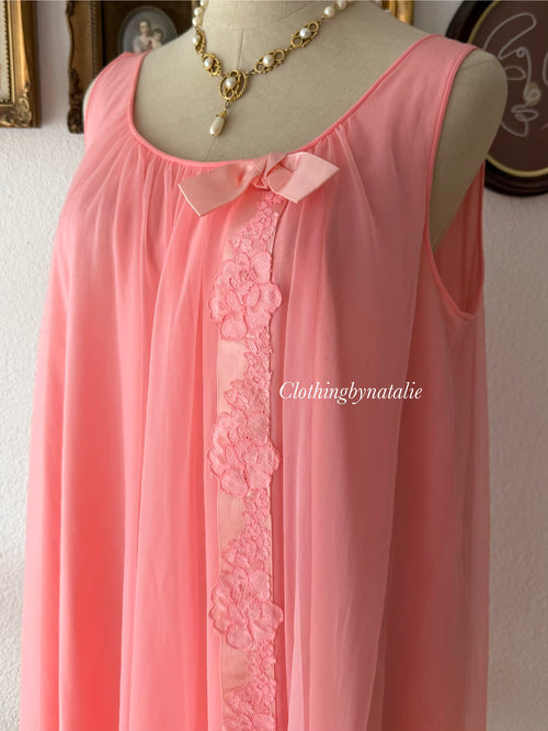 Shadowline Pink Nylon Nightgown size M/small L