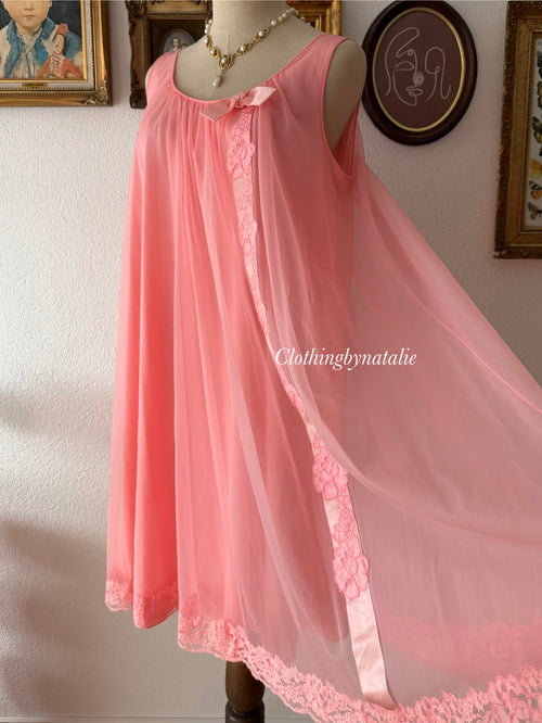 Shadowline Pink Nylon Nightgown size M/small L