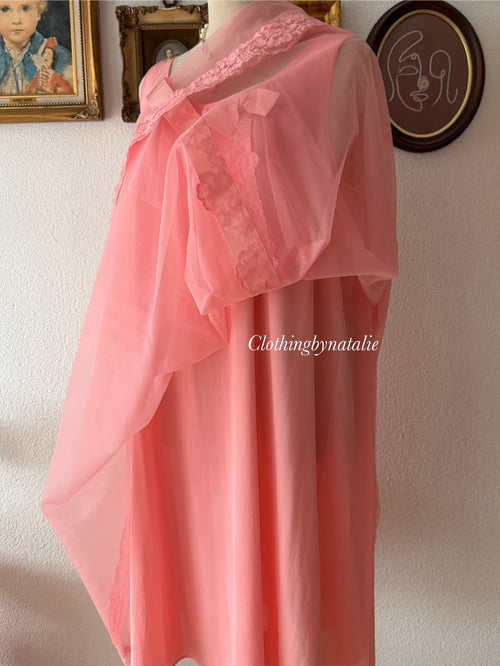 Shadowline Pink Nylon Nightgown size M/small L