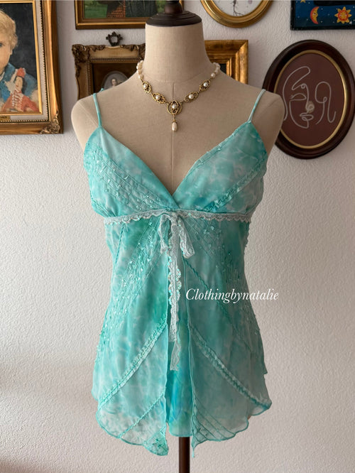 Y2K Fairy Green Chiffon Cami size S/M
