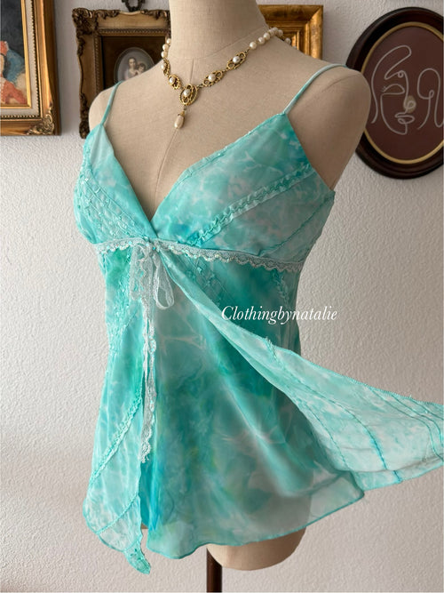 Y2K Fairy Green Chiffon Cami size S/M
