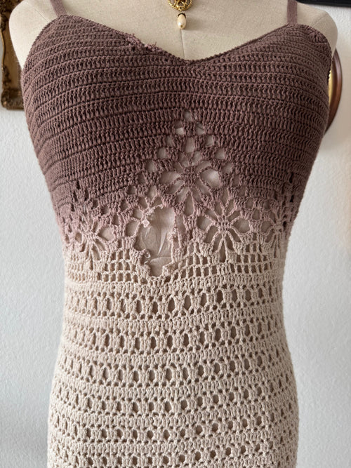 Boho Ombré Brown Knit Dress Size S