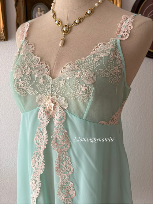 Teal Chiffon Lace Babydoll size M