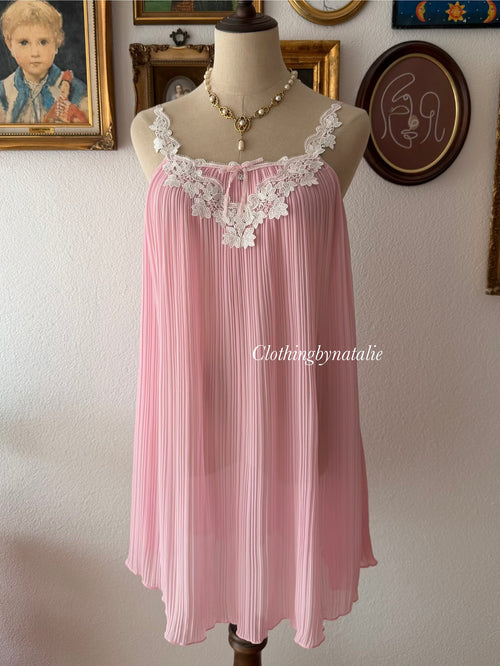 Romantic Pleated Pink Slip Size S/M