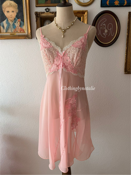 Ethereal Pink Chiffon Babydoll size S