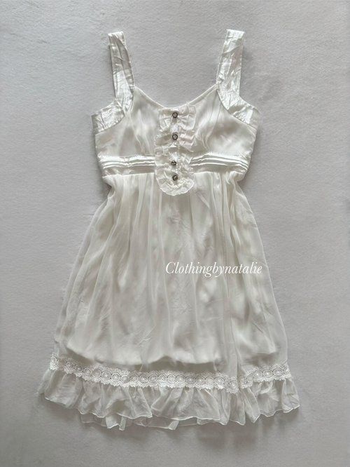 Coquette White Chiffon Midi Dress Size S