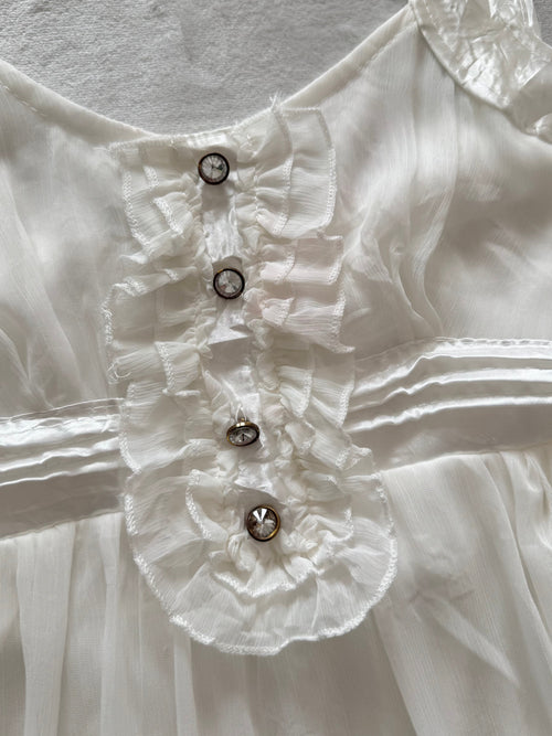 Coquette White Chiffon Midi Dress Size S