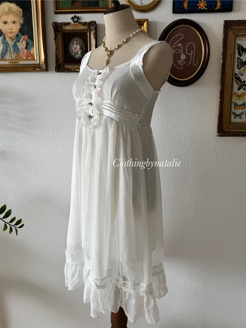 Coquette White Chiffon Midi Dress Size S