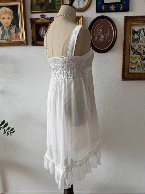 Coquette White Chiffon Midi Dress Size S