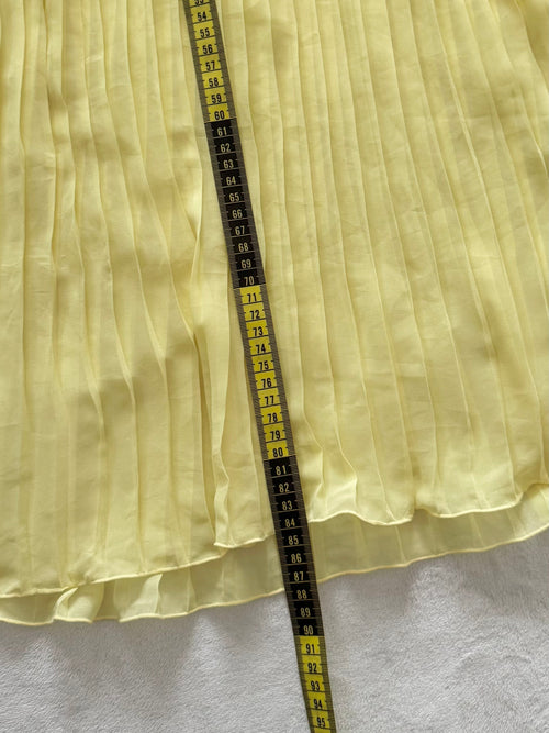Yellow Pleated Chiffon Slip Dress Size M