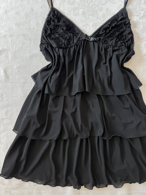 Black Sheer Mesh Layered Babydoll (S/M)