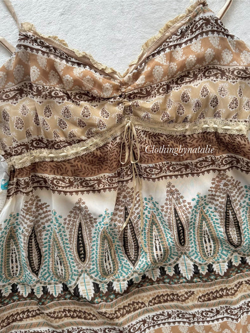 Boho Brown Chiffon Babydoll Size S