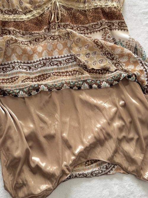 Boho Brown Chiffon Babydoll Size S