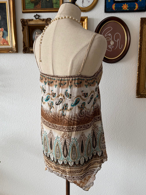 Boho Brown Chiffon Babydoll Size S