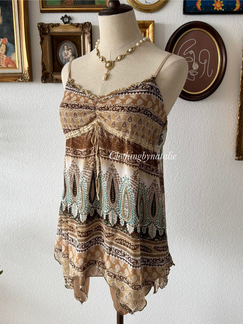 Boho Brown Chiffon Babydoll Size S
