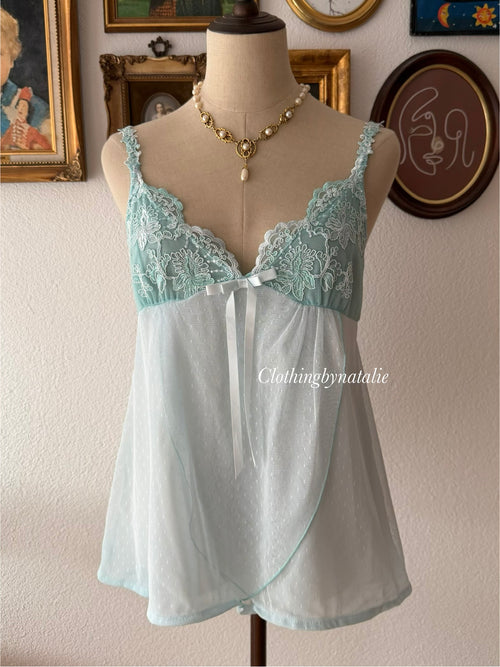 Glitter Teal Mesh Cami size M/small L