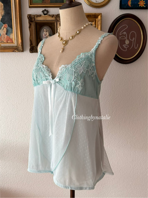 Glitter Teal Mesh Cami size M/small L
