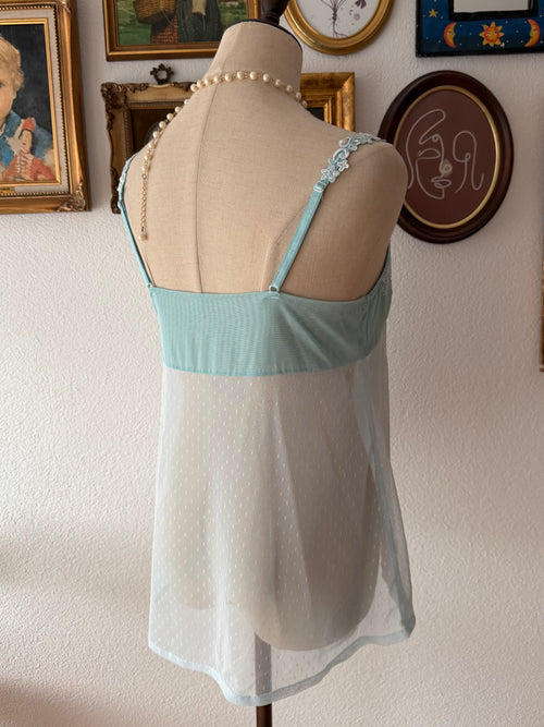 Glitter Teal Mesh Cami size M/small L