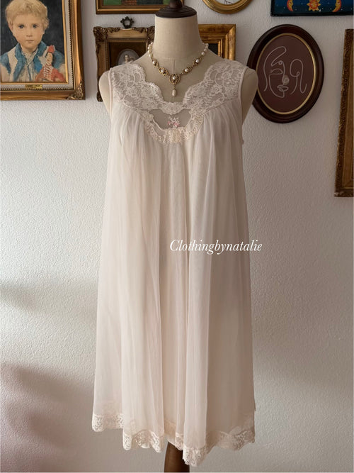 Vintage Pink Nylon Nightgown size S