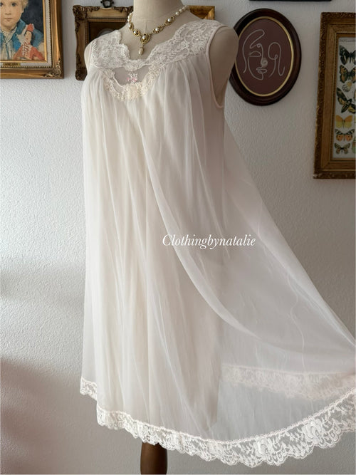 Vintage Pink Nylon Nightgown size S