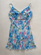 Blue Floral Chiffon Slip Size M/small L
