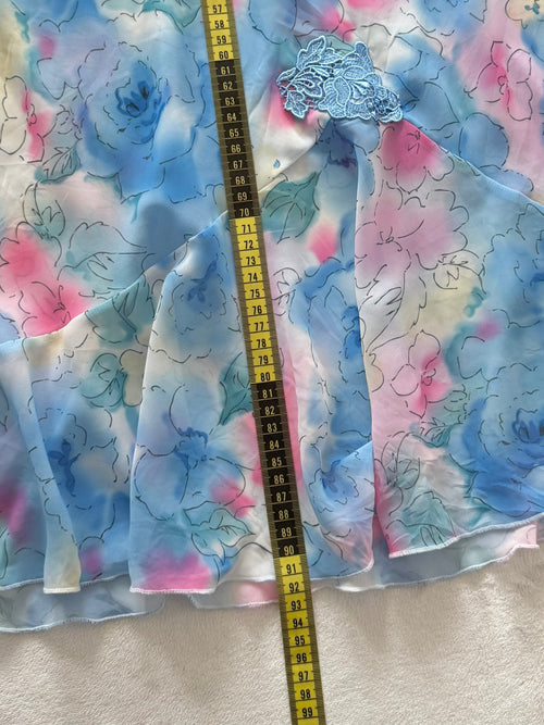 Blue Floral Chiffon Slip Size M/small L