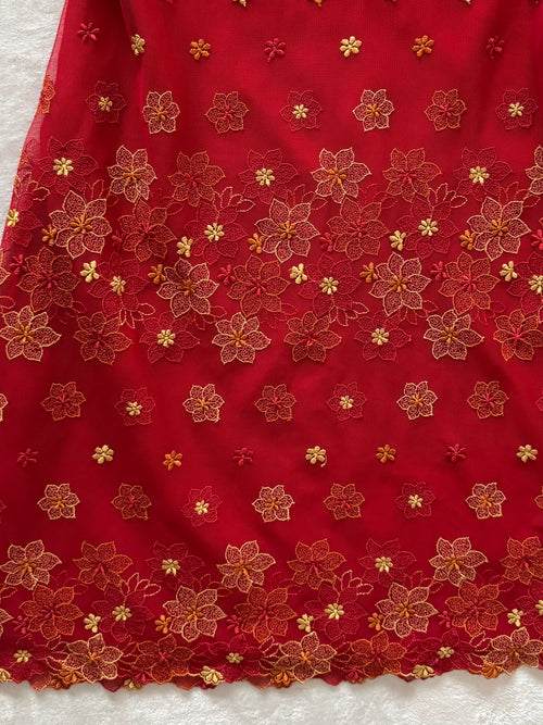 Embroidery Red Lace Slip Size M