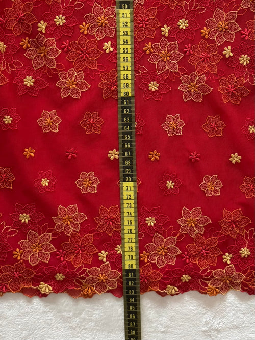 Embroidery Red Lace Slip Size M