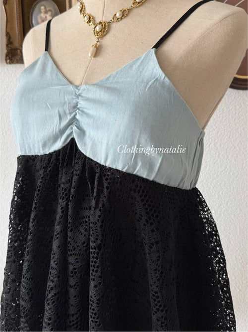 Whimsical Black Blue Babydoll Size S/M
