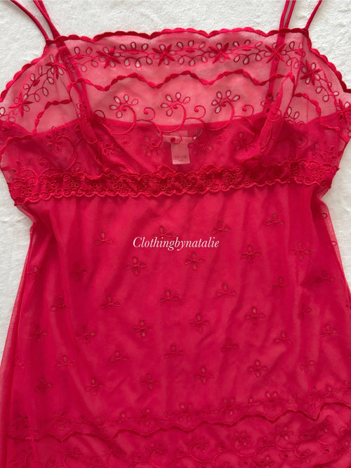 Victoria’s Secret Red Lace Mini Dress Size M