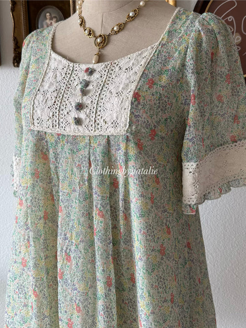 Japanese Floral Green Babydoll Size S/M