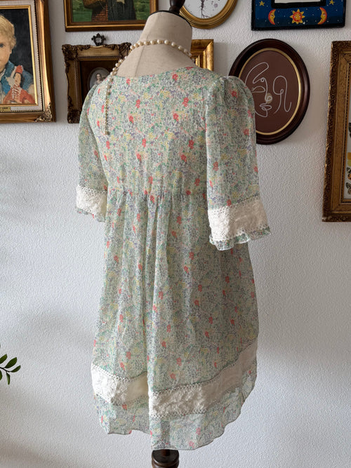 Japanese Floral Green Babydoll Size S/M