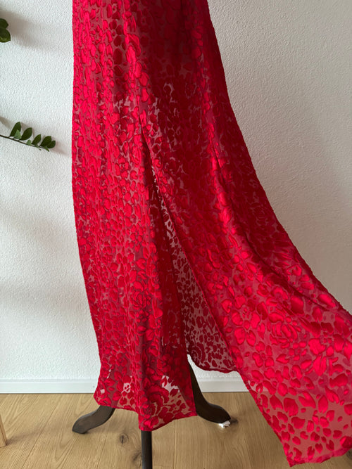 “Silk&Satin” Red Brocade Maxi Slip Size S