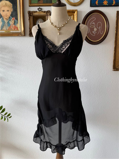 Black Sheer Chiffon Slip Size S
