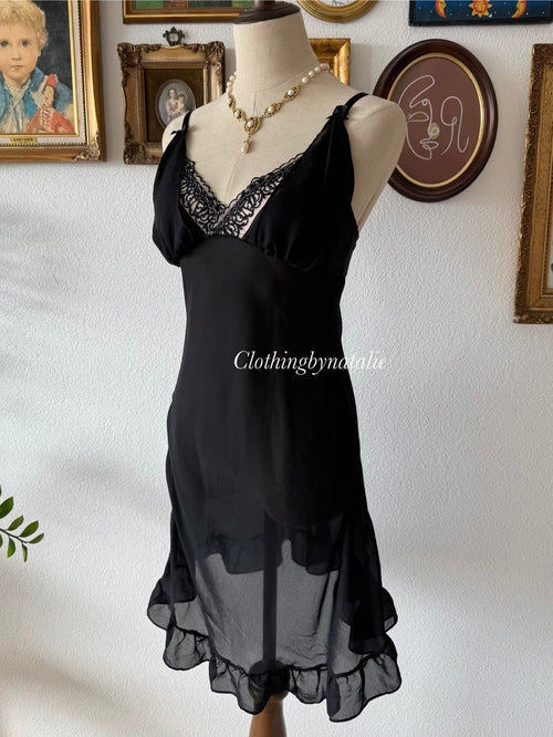 Black Sheer Chiffon Slip Size S
