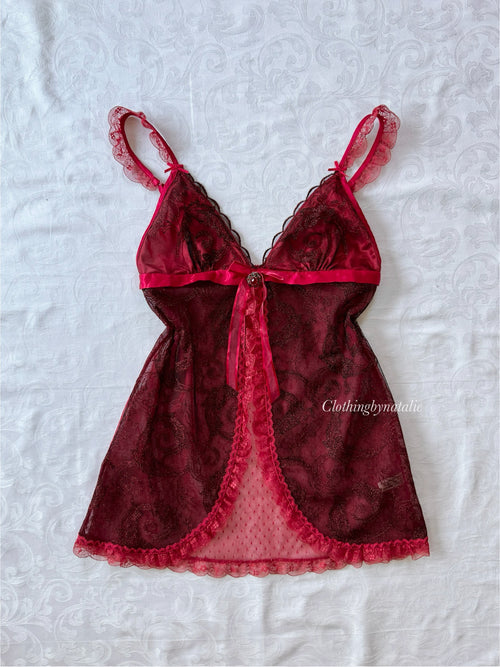 EB Black Red Lace Mini Dress (XS)