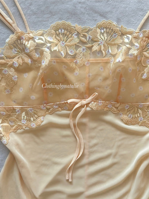 Floral Yellow Nylon Cami Size S