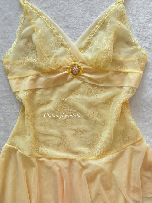 Fairy Yellow Mesh Babydoll Size S