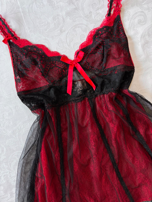 EB Black Red Lace Babydoll (S)